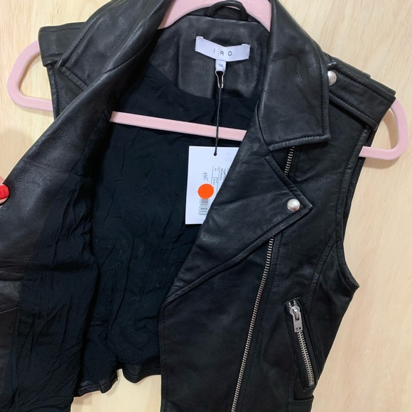 IRO Harri Leather Moto Vest size 36 - Picture 7 of 8